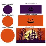 Trio Capas Cilindros + Painel Tema Halloween Veste Fácil 