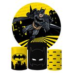 Trio Capas Cilindros + Painel Tema Batman Herói Veste Fácil