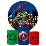 Trio Capas Cilindros + Painel Tema Vingadores Veste Fácil