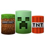 Trio Capas Cilindro Tema Minecraft Veste Fácil C/ Elástico
