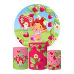 Trio Capas Cilindros + Painel Tema Moranguinho Baby Veste Fácil