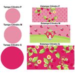 Trio Capas Cilindros + Painel Tema Moranguinho Baby Veste Fácil