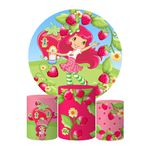 Trio Capas Cilindros + Painel Tema Moranguinho Veste Fácil