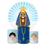Trio Capas Cilindros + Painel Tema Nossa Senhora Cute Veste Fácil