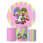 Trio Capas Cilindros + Painel Tema Patati Patata Rosa Veste Fácil
