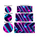 Trio Capas Cilindros + Painel Tema Neon Abstrato Veste Fácil