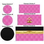 Trio Capas Cilindros + Painel Tema Realeza Rosa Veste Fácil