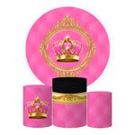Trio Capas Cilindros + Painel Tema Realeza Rosa Veste Fácil