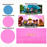 Trio Capas Cilindros + Painel Tema Roblox Rosa Veste Fácil