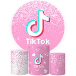 Trio Capas Cilindros + Painel Tema Tik Tok Rosa Veste Fácil