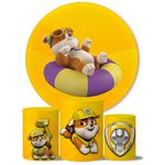 Trio Capas Cilindros + Painel Tema Rubble Patrulha Canina Veste Fácil