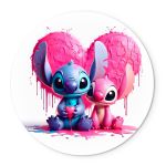 Painel Redondo Tema Stitch Love Splash