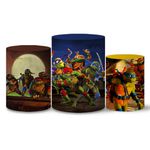 Trio Capas Cilindros Tema Tartarugas Ninjas 2 Veste Fácil C/ Elástico