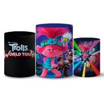 Trio Capas Cilindros Tema Trolls Veste Fácil C/ Elástico