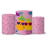 Trio Capas Cilindros Tema Farofa Rosa Veste Fácil C/ Elastico