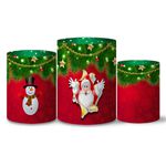 Trio Capas Cilindros Tema Feliz Natal 8 Veste Fácil C/ Elástico