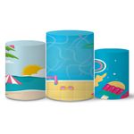 Trio Capas Cilindros Tema Pool Party Piscina Veste Fácil C/ Elástico