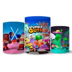 Trio Capas Cilindros Tema Stumble Guys Veste Fácil C/ Elástico