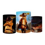 Trio Capas Cilindro Tema Gato de Botas Veste Fácil C/ Elástico