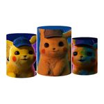 Trio Capas Cilindro Tema Pikachu Pokemon Veste Fácil C/ Elástico