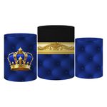 Trio Capas Cilindro Tema Realeza Azul Veste Fácil C/ Elástico