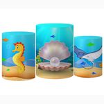 Trio Capas Cilindro Tema Fundo do Mar Desenho Veste Fácil