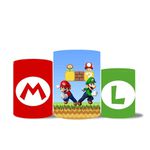 Trio Capas Cilindro Tema Mario e Luigi Veste Fácil C/ Elástico