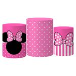 Trio Capas Cilindro Tema Minnie Rosa Veste Fácil C/ Elástico