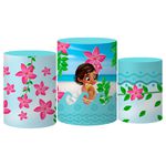 Trio Capas Cilindro Tema Moana Baby Veste Fácil C/ Elástico