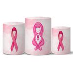 Trio Capas Cilindros Tema Outubro Rosa 2 Veste Fácil C/ Elástico