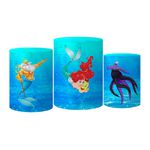 Trio Capas Cilindros Tema Pequena Sereia 2 Veste Fácil C/ Elástico
