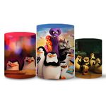 Trio Capas Cilindros Tema Pinguins de Madagascar Veste Fácil C/ Elástico