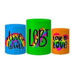 Trio Capas Cilindro Tema Lgbt Love Veste Fácil C/ Elástico