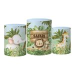 Trio Capas Cilindro Tema Safari Aquarela Veste Fácil C/ Elástico