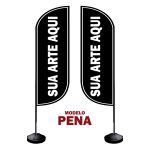  Wind Banner Seu Tema Aqui Modelo Pena Fly Flag Dupla Face 3,2m Completo 