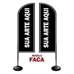 Wind Banner Seu Tema Aqui Modelo Faca Fly Flag Dupla Face 3,2m Completo 