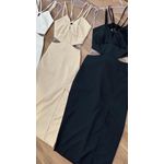Vestido Nude midi recorte 