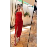 Vestido Midi Linho Vermelho