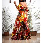 Vestido Africano Decote em V Cintura Alta