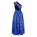 Vestido Africano Pena Azul e Laranja