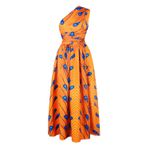 Vestido Africano Pena Laranja e Azul