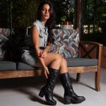 Bota Feminina Cano Alto Dorf Couro Preto 