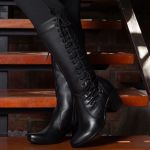 Bota Feminina Cano Alto Dorf Couro Preto