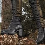 Bota Casual Feminina salto alto Dorf Couro Preto