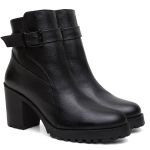Bota Casual Feminina salto alto Dorf Couro Preto