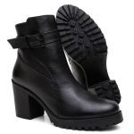 Bota Casual Feminina salto alto Dorf Couro Preto