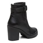 Bota Casual Feminina salto alto Dorf Couro Preto