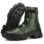 Bota Coturno Casual Feminina Dorf Couro Verde Militar