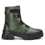 Bota Coturno Casual Feminina Dorf Couro Verde Militar