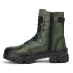 Bota Coturno Casual Feminina Dorf Couro Verde Militar
